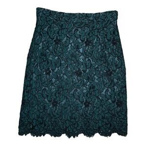 Dolce & Gabbana Scalloped Lace Skirt Green & Black 38 IT 2 US